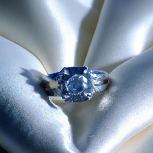טבעת אירוסין יפה המוצגת על כרית סאטן