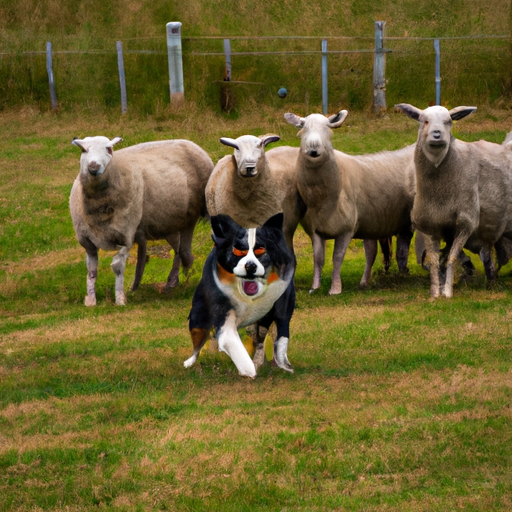בורדר קולי אוסטרלי שחור ולבן רועה כבשים, המציג את הזריזות והמיקוד שלה.
