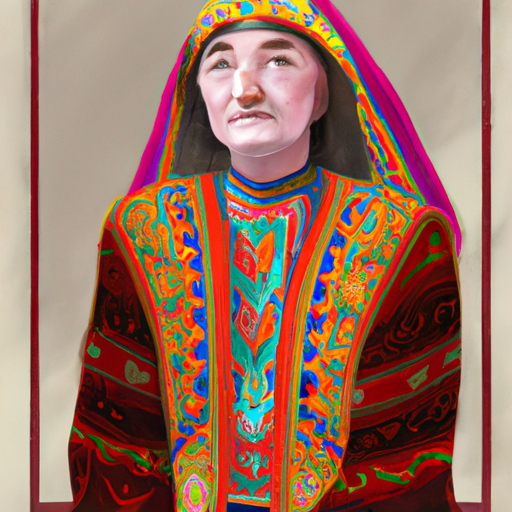 אשת אושגולי מסורתית בשמלתה הצבעונית והרקומה