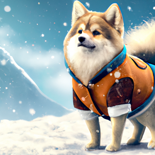 תמונה של כלב בשלג לבוש במעיל חם.
