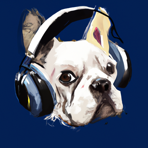 בולדוג צרפתי חובש אוזניות המיועדות לכלבים כדי לעמעם רעשים.