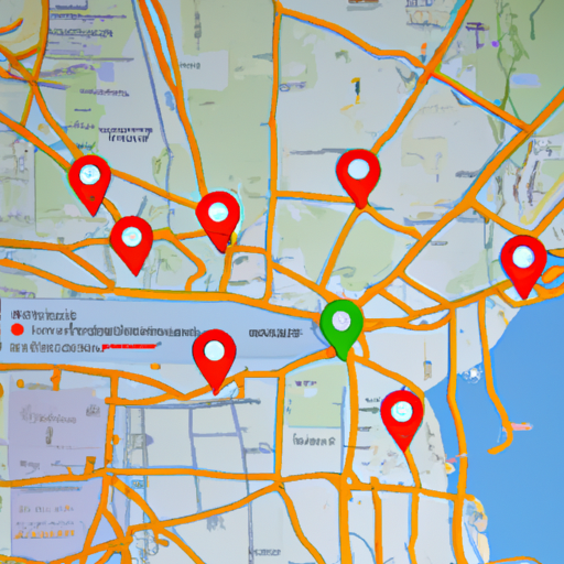 מפה המציגה מיקומים מרובים המנוהלים באמצעות חשבון Google לעסק שלי אחד