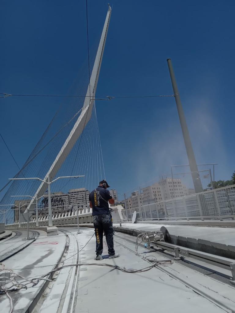 ניסור בטון בירושלים - גשר המיתרים