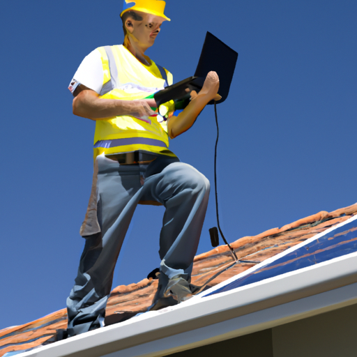 איש מקצוע שמעריך את גג הבית כדי לקבוע את הפוטנציאל הסולארי שלו.