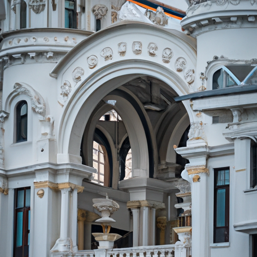 הכניסה המפוארת של Valmond Hotel Batumi, מציגה את הארכיטקטורה המלכותית שלו