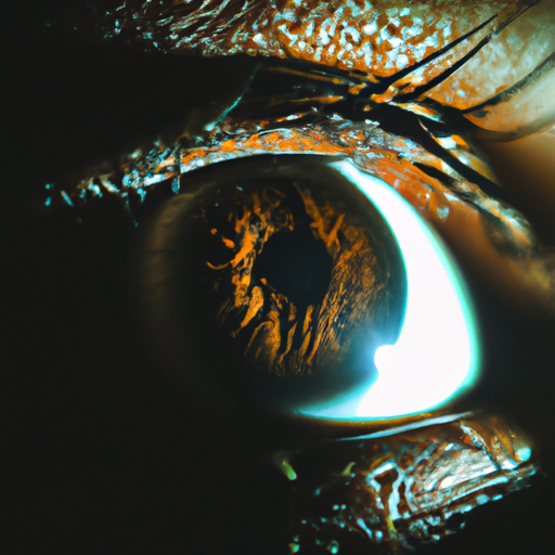 צילום תקריב של עין אנושית, המציג את הדפוסים והצבעים הייחודיים של הקשתית.