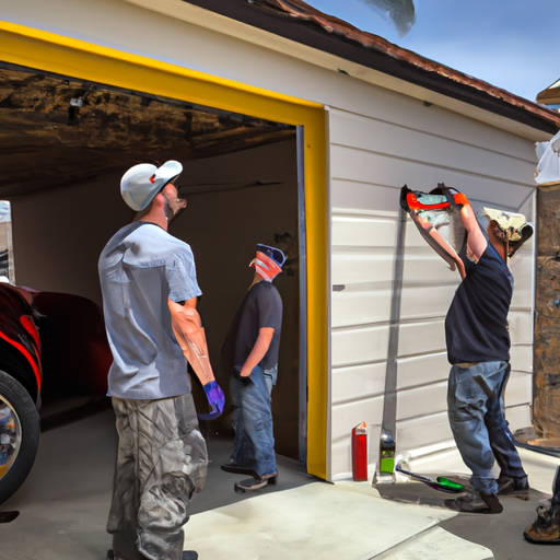 Technicians from Los Angeles Garage Doors Pro installing a new garage door