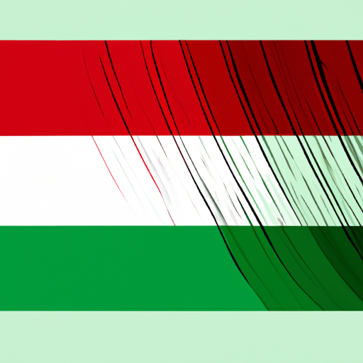 איור של דגל הונגריה, הכולל את הפסים האיקוניים האדומים, הלבנים והירוקים.