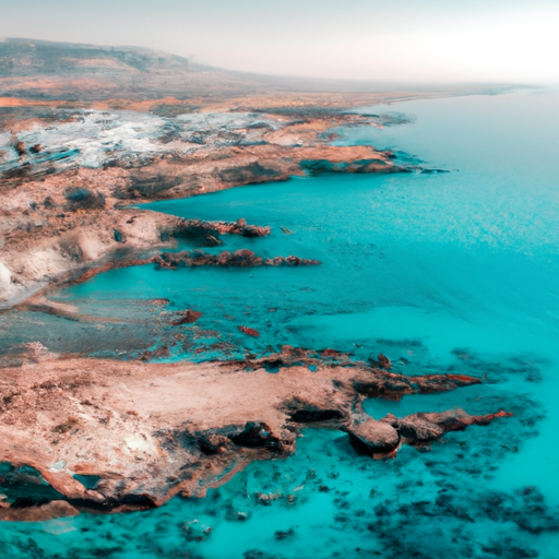 1. תמונה המציגה את היופי החופי עוצר הנשימה של קפריסין, עם המים התכולים והחופים הזהובים.