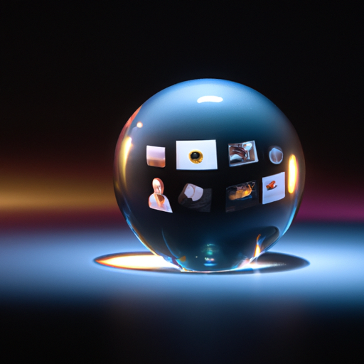 כדור בדולח עם תמונות דיגיטליות, המייצג את העתיד הלא ברור של המיתוג הדיגיטלי