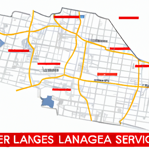 A map showing the service area covered by Los Angeles Garage Doors Pro in Torrance and the greater Los Angeles area