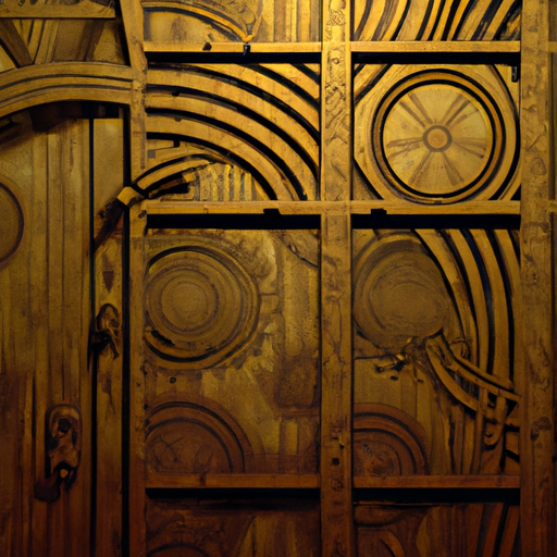 תמונה המציגה את המבנה הפנימי המורכב של דלת עץ עם מנגנון מגנטי.