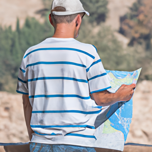 1. תמונה של תייר המתבונן במפת ישראל, מתבונן במסע שלפניו.