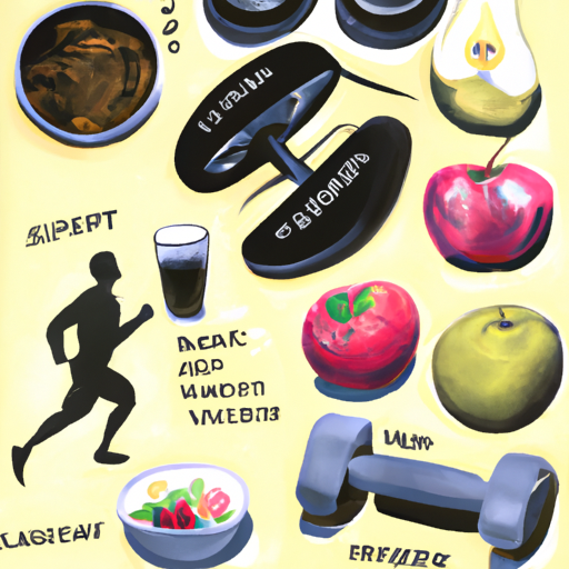 קולאז' של אפשרויות שונות של אורח חיים, כגון תזונה ופעילות גופנית, שיכולים להשפיע על רמות ה-CRP