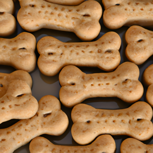 תמונה של עוגיות חמאת בוטנים טריות אפויות בצורת עצמות כלב.