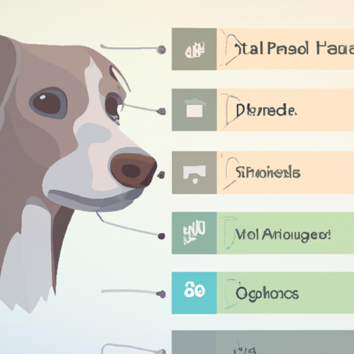 איור גרפי של פניו של כלב עם טבלה בצד המראה את סוגי המזון הרפואי הקיימים