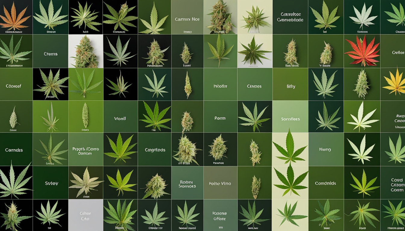 3. A photo collage of various cannabis strains with their unique characteristics.