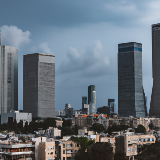 נוף פנורמי של קו הרקיע של תל אביב, בדגש על מבני חברות.