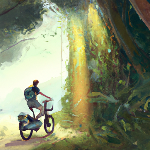 אדם רוכב על אופניים חשמליים בטבע.