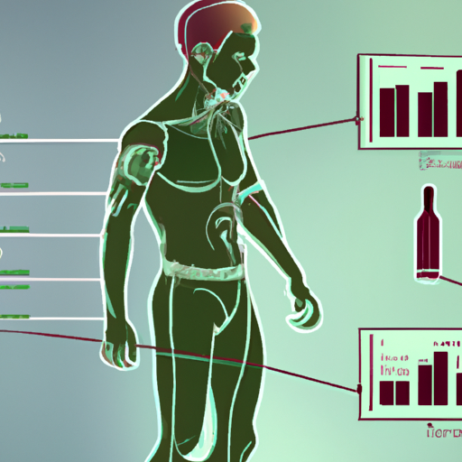 איור של גוף האדם עם גרף קו העוקב אחר קצב חילוף החומרים של אלכוהול