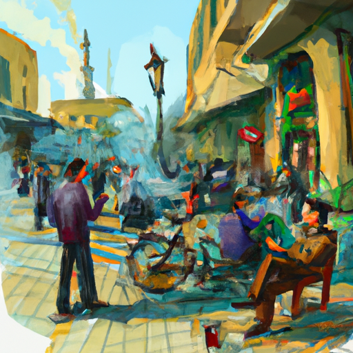 רחוב סואן בקהיר עם אנשים מעשנים בבתי קפה בחוץ