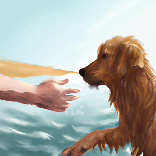 גולדן רטריבר המוכנס למים בעדינות על ידי בעליו, מה שממחיש את החשיבות של הבנת היכולות של הכלב שלך.