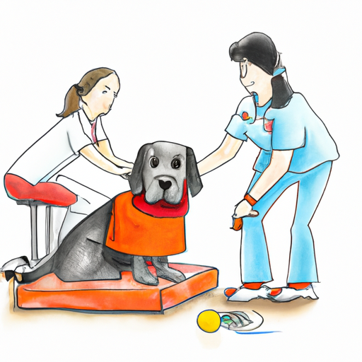 תמונה של כלב טיפולי המסייע למטופל בשיקום גופני