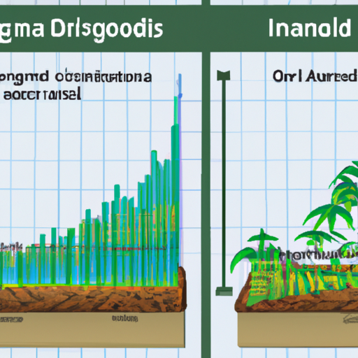Graph comparing the yield of hydroponic and soil-based cannabis grows.