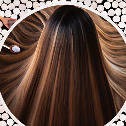 צילום מקרוב של שיערה של אישה עם מספר תוספי שיער שונים ברקע