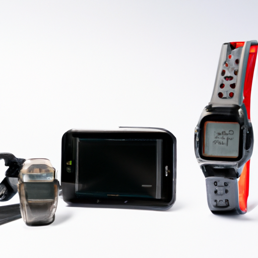 מערך של גאדג'טים טכנולוגיים הכוללים שעון חכם, מכשיר GPS וכלי הישרדות היי-טק.