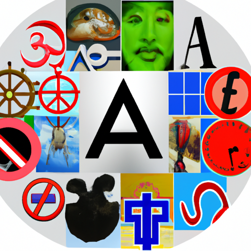 קולאז' של סמלים דתיים וסמל אתאיסט ("א" במעגל)