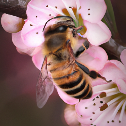 דבורת דבש אוספת צוף מפרחי מאנוקה