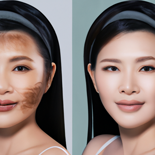 תמונת השוואה לפני ואחרי של אישה שקיבלה טיפול פנים, המראה את השיפור במרקם העור ובמראהו.