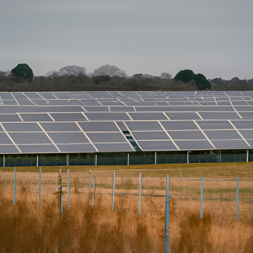 תמונה של חווה סולארית, המציגה שילוב של אנרגיה מתחדשת ואגירת אנרגיה