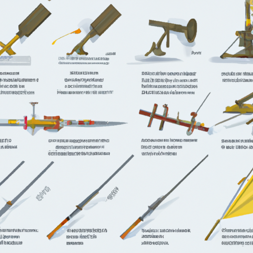 3. איור המציג מגוון כלי נשק צבאיים ותיאוריהם.