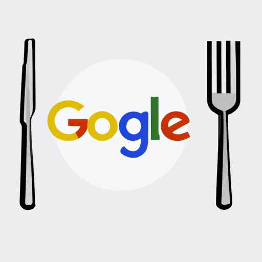 איור של הלוגו של גוגל עם מזלג וסכין, המייצג את עדכון EAT