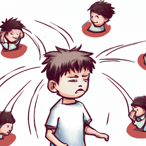 1. איור של ילד מבולבל מוקף במערבולת של רגשות כמו כעס, עצב ודאגה.
