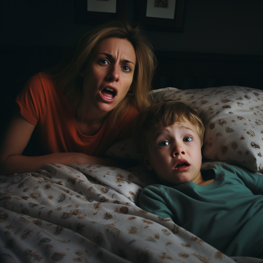 3. תמונה של הורה מתוסכל שמנסה להשכיב ילד ער לגמרי, המסמל טעויות נפוצות שנעשו.