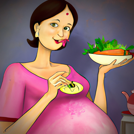 תמונה של אישה בהריון אוכלת ארוחה בריאה.