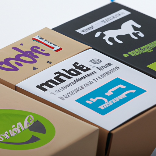 תמונה של מגוון קופסאות קרטון בהתאמה אישית עם לוגו ועיצובים שונים של מותגים.