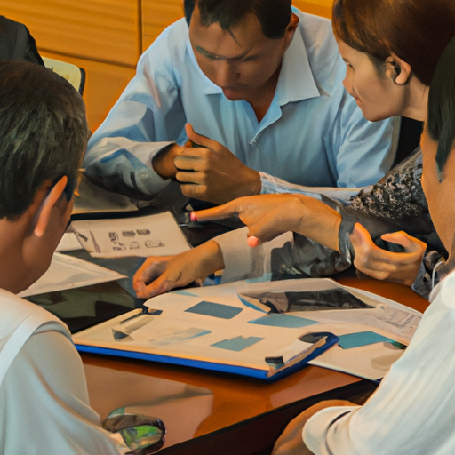 תמונה המתארת קבוצת אנשי מקצוע העוסקים בדיון סביב שולחן מלא במסמכים פיננסיים, המסמלים את חשיבות הדוחות הכספיים בעסקים.