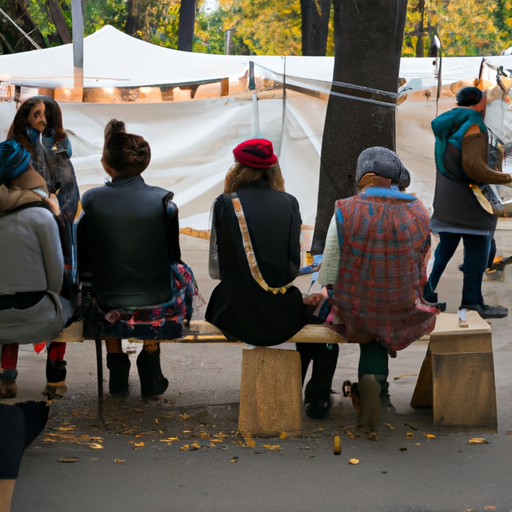 A group of tourists participating in a traditional Jewish festival in autumn.