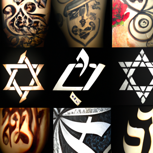 A collage of various Hebrew tattoos showcasing their artistic diversity
