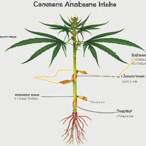 1. An illustration showing the basic anatomy of a cannabis plant