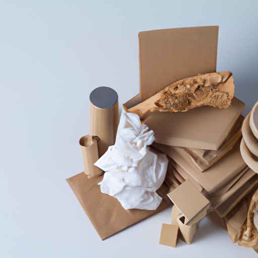 תמונה של ערימה של מוצרים מתכלים כגון נייר, פלסטיק וקרטון.
