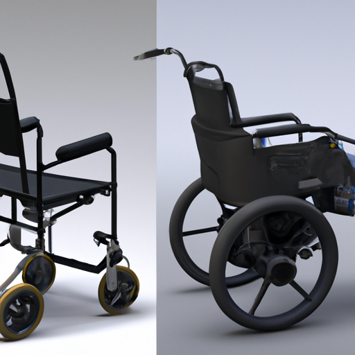 תמונת השוואה המציגה כיסא גלגלים ממונע מתקפל קל משקל לצד כסא כבד