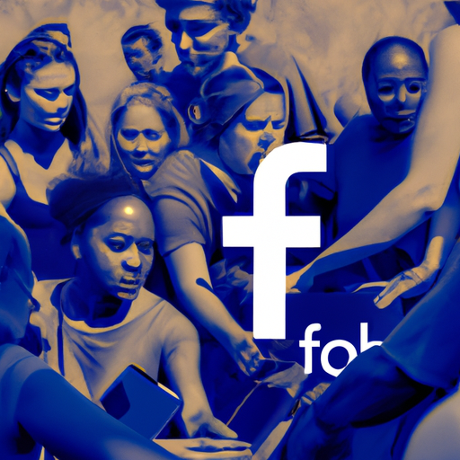 לוגו של פייסבוק מונח על תמונה של קבוצה מגוונת של אנשים שמקבלים סיוע