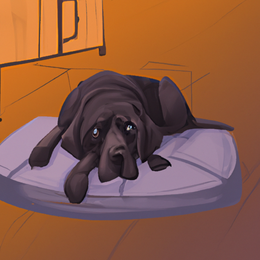 תמונה של כלב גדול שרוע בנוחות על מיטת הכלב המרווחת שלנו