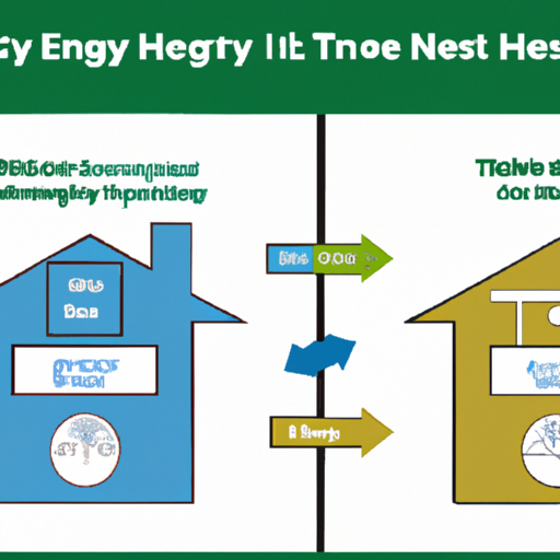 אינפוגרפיקה המשווה בין צריכת אנרגיה וחיסכון עבור מערכת בית חכם לפני ואחרי הטמעת עצות להתייעלות אנרגטית.