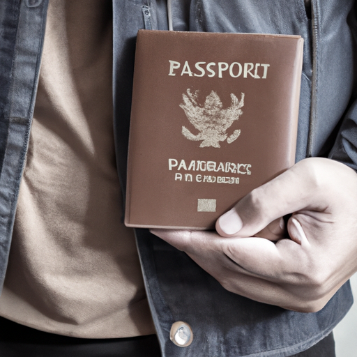مسافر أنيق يحمل جواز سفر بغلاف جلدي.